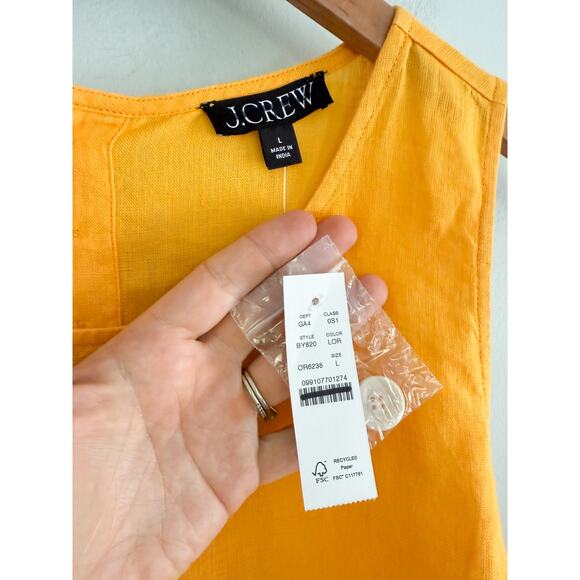 J.Crew | NWT Maxine button-back dress in linen Orange | Sz L - Picture 3 of 6
